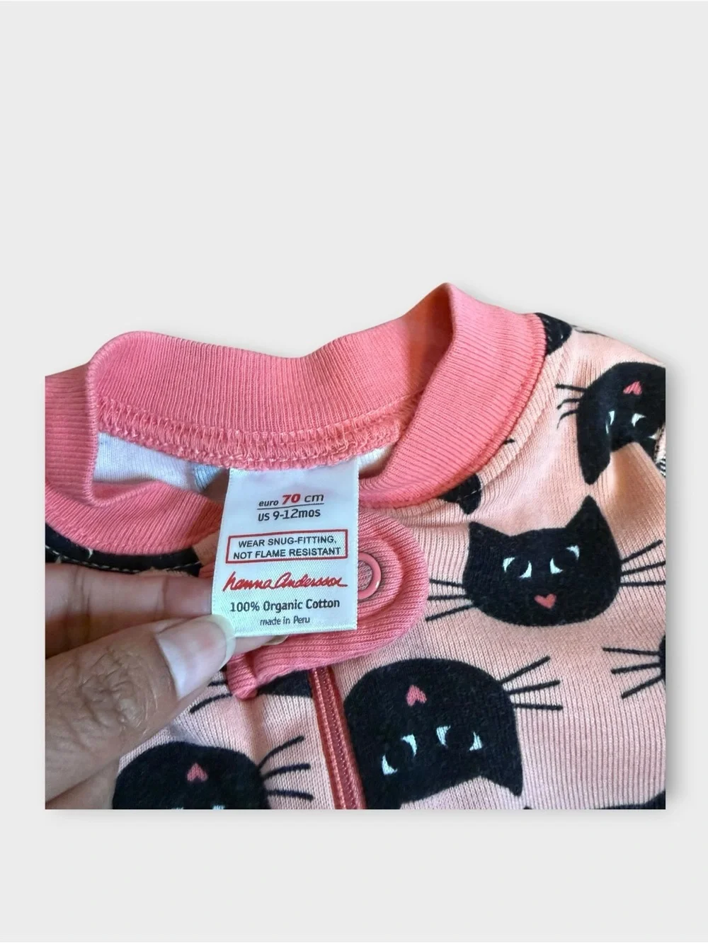 Hanna Andersson Black Cat Pattern Pink Organic Sleeper
